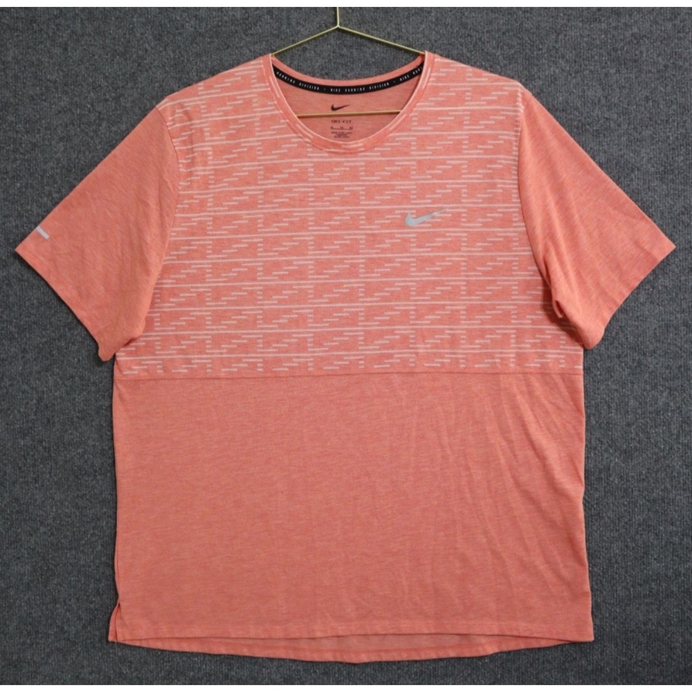 Nike Running Division Shirt Men XL Coral‎ Reflective Short Sleeve Crew Tee EUC